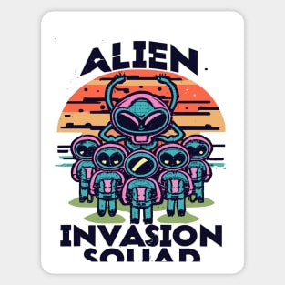 Retro Invasion: Alien Invasion Squad Tee Sticker